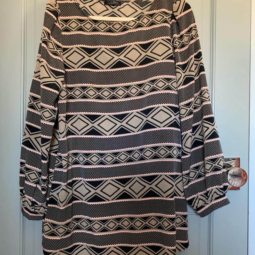 Wish geometric mini dress balloon sleeve large